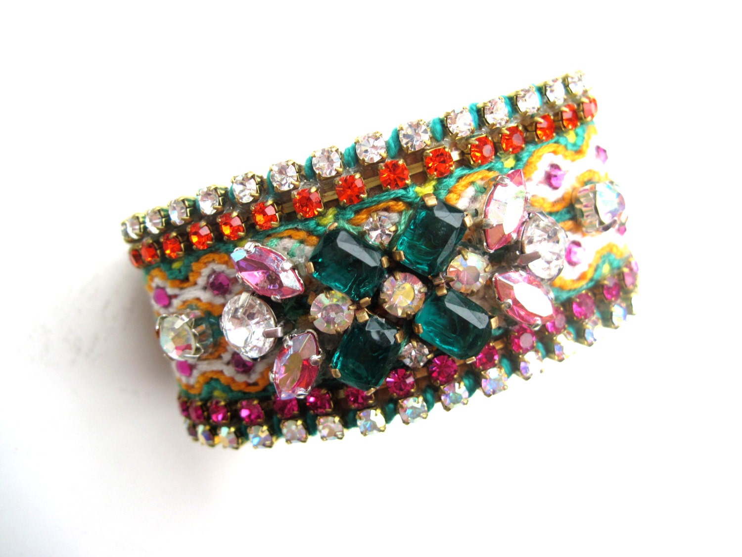 Swarovski embellished friendship cuff bracelet - swarovski friendship cuff, rhinestone friendship cuff