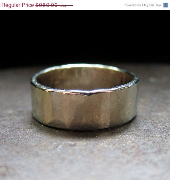 10% OFF 14k white gold custom wedding band, 8 mm