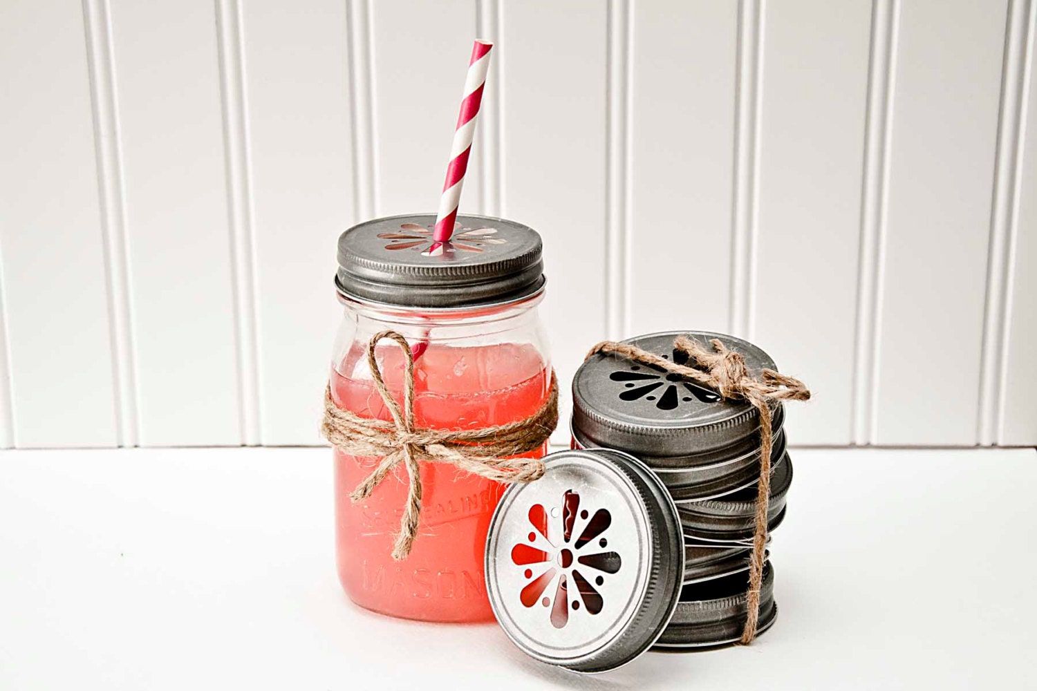15 PEWTER Daisy Cut Mason Jar Lids for Tumblers Cups Glasses Wedding Baby Shower Kids Birthday party Table Setting Favors Il_170x135