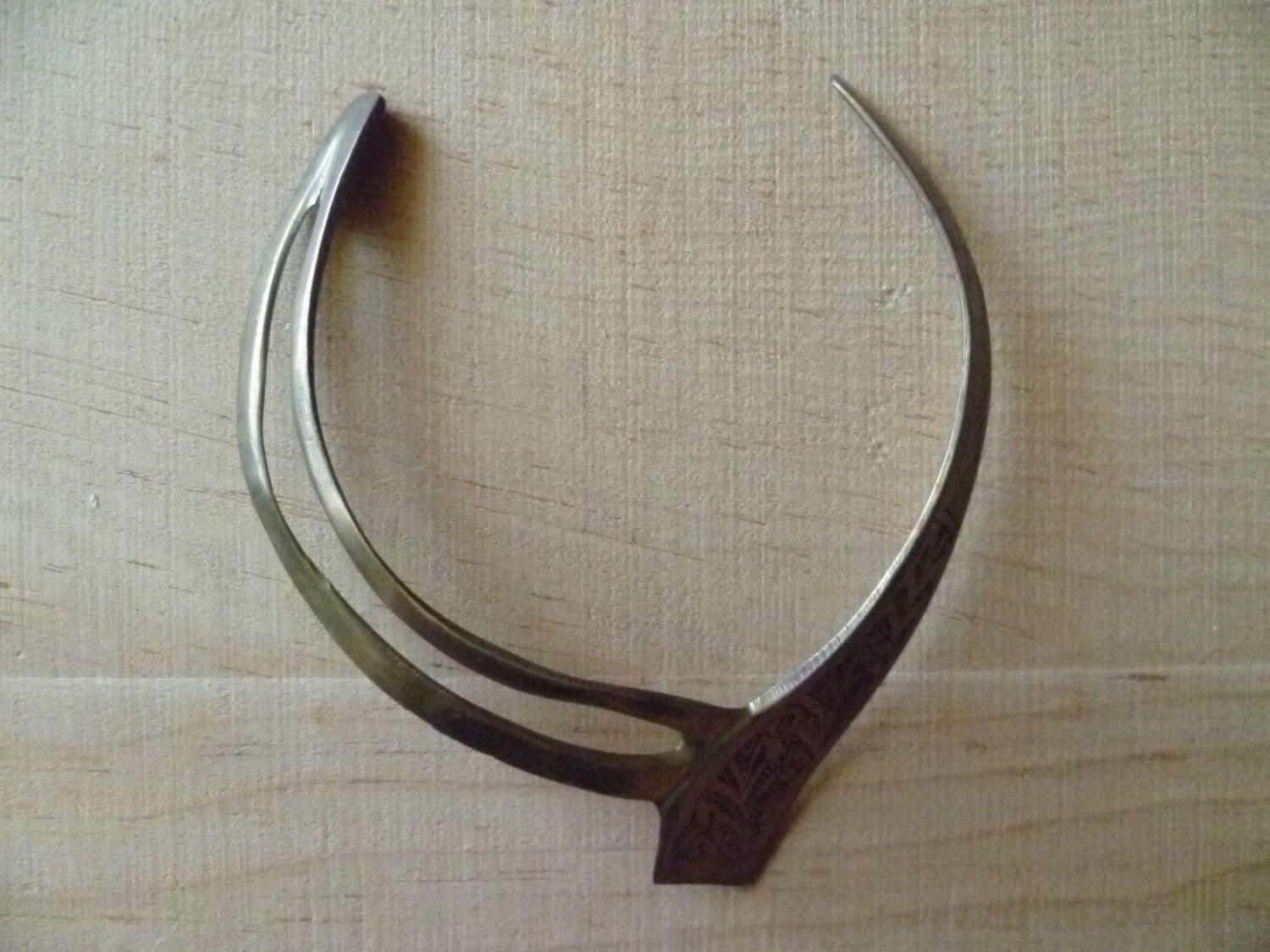 Vintage Brass Collar Statement Necklace / Metal Choker