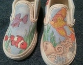 Hand-painted Under the Sea animals on Vans shoes