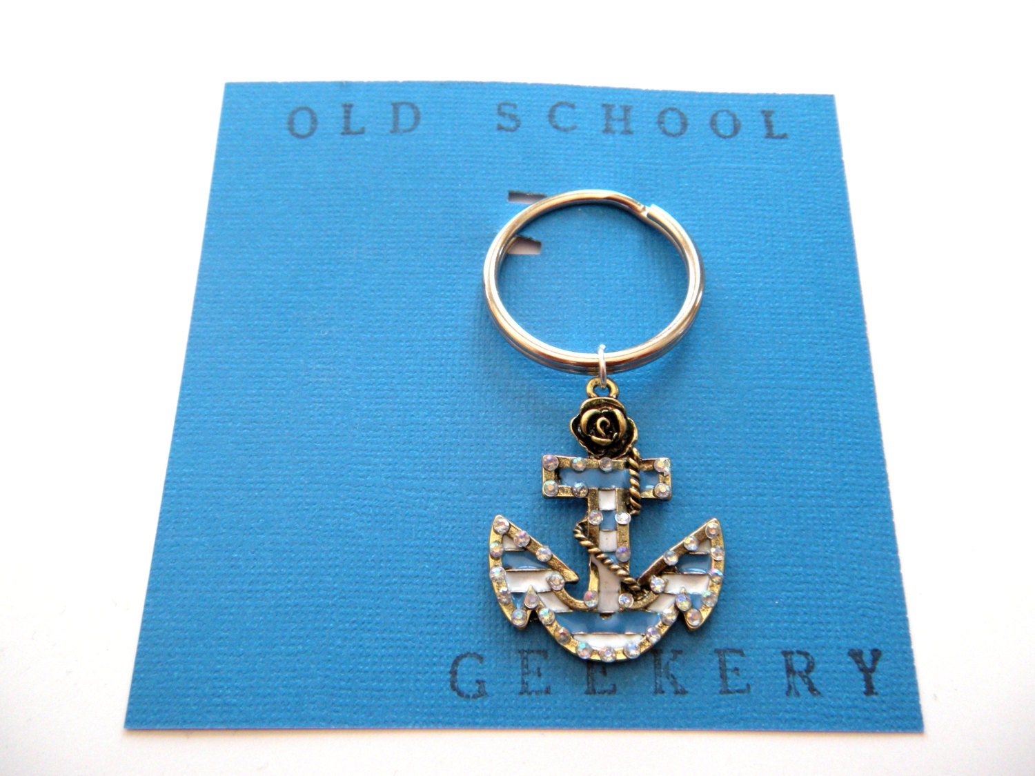 Fanciful Nautical Anchor Keychain Retro Pin Up Girl style Accessories