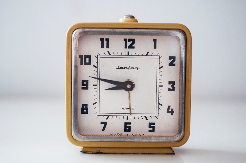 Vintage soviet mechanical alarm clocks - set of 2