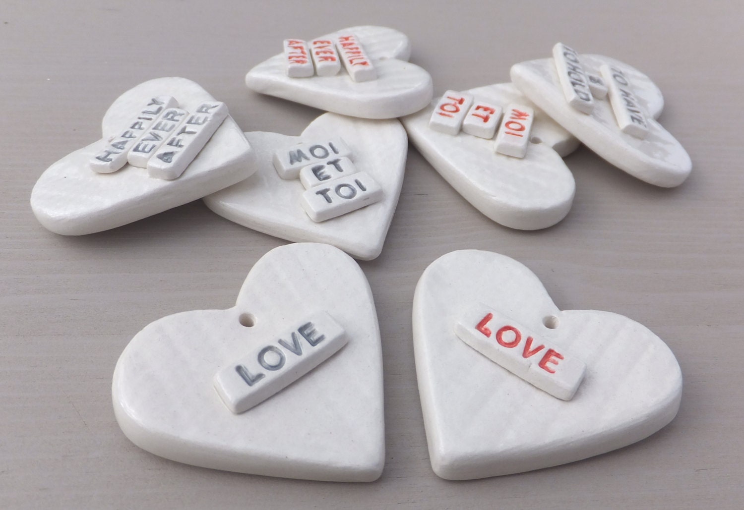 Ceramic wedding favours favors personalised bespoke wedding heart
