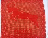 Lace red aries doily crochet handmade