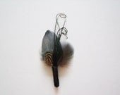 Curled Peacock Feather Boutonnieres - Peacock Lapel Pin - Groomsmen Boutineers - Groom's Rustic Boutineers