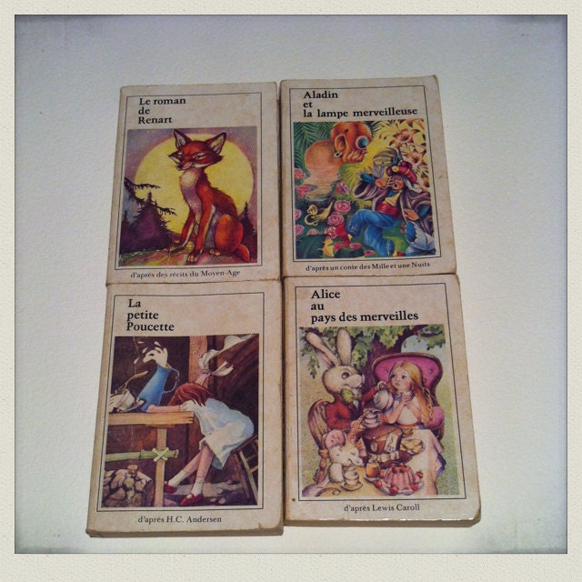 Rare collection 4  tiny childrens book, 1970, vintage, illustrations, Jacques Riquier
