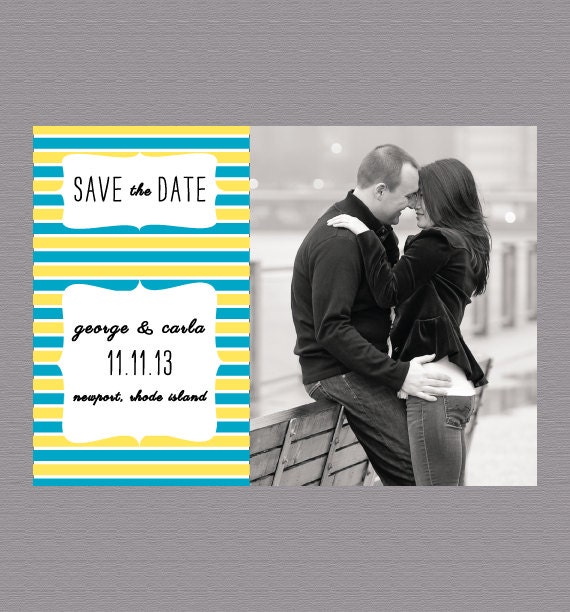 Wedding Photo Save the Date Card - Retro Scallop - 7x5"