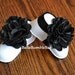 Black Baby Barefoot Shabby Flower Sandals for Newborn Infant Baby or Toddler Girls, Booties, Bottomless Sandles, Baby Clothes
