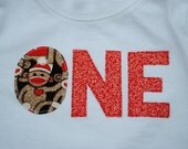 Sock Monkey First Birthday Shirt/Tshirt/Onesie ONE
