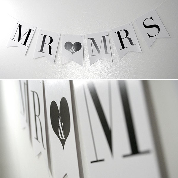 Wedding Bunting Banner, Mr and Mrs Banner, Paper Banner, Paper Bunting, Photo Prop