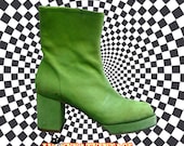 Awesome 90's does 60's Green Go Go Mod Diso Rave Boots