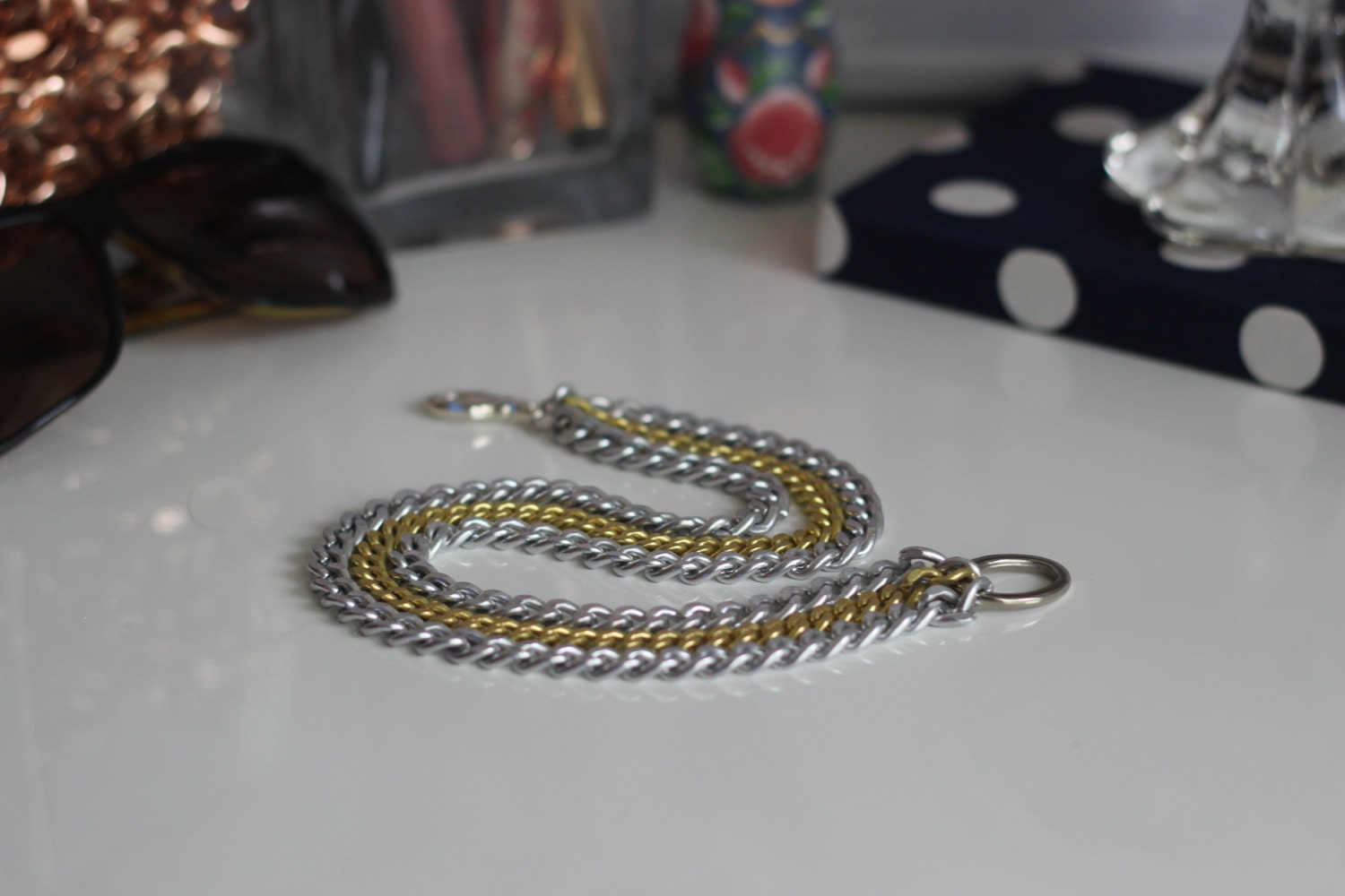 The Double Fête Bracelet. Two Toned Matte Gold and Silver Double Wrap Bracelet
