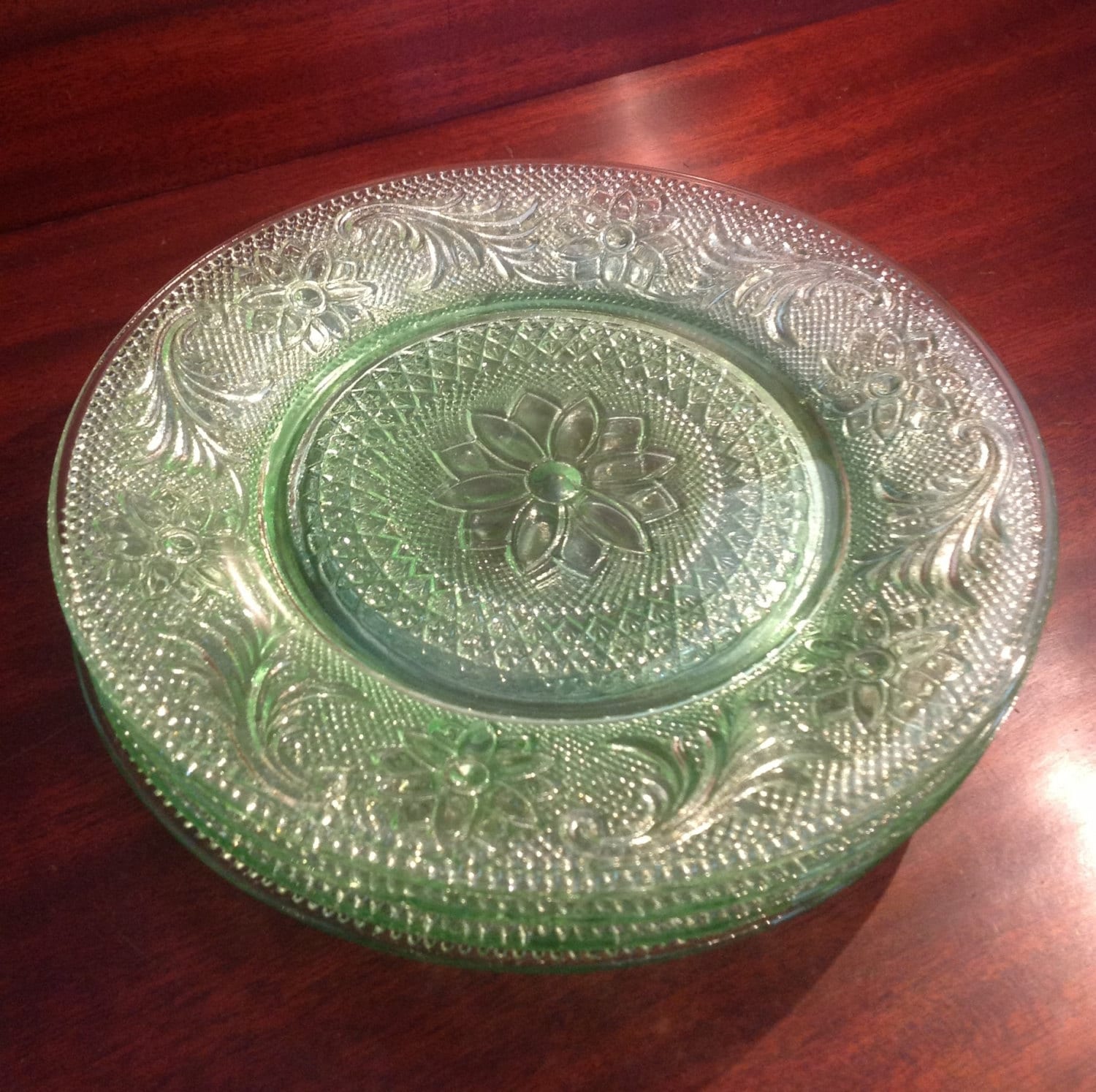 Tiara Chantilly Green sandwich glass salad by MargueritesWoodShed