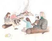 Fire Circle, print of a watercolour drawing