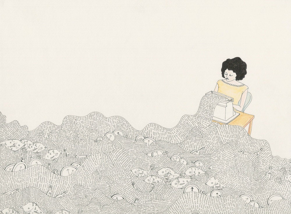 The Writer,  Watercolour Print