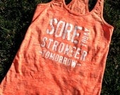 Racerback Burnout Tank. Neon Orange. SMALL
