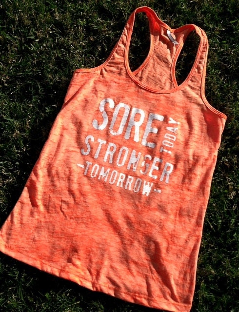 Racerback Burnout Tank. Neon Orange. XL
