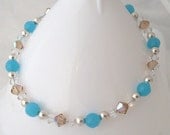 Turquoise crystal bracelet, swarovski topaz and turquoise bracelet