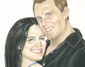 CUSTOM Wedding portrait original drawing - pastel or graphite pencil - 11 x 14 inches - by Vanessa Lopez