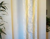 Zari & white Wall Tapestry. Indian Wall hanging .  Silk patchwork ethnic fibre art.  Embroidery n bead wall art. Artikrti.