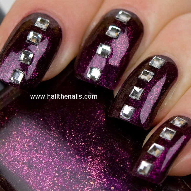 Crystal square Studs Nail Art - This seasons must have nails.