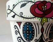 Day of the Dead sugar skull Flower Pot Planter Halloween Dia de los Muertos outdoor decor Mothers day MADE TO ORDER