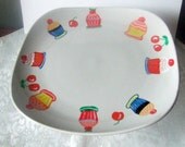 Cup Cake Designs Hand Painted Cake Stand or Cup Cake Stand Ceramic Home Decor Serving Plate On Pedestal