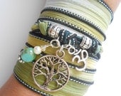 Tree of life Bohemian Silk wrap bracelet Spiritual jewelry Om Namaste Jewelry Yoga bracelet Birthday Unique gift for her under 30