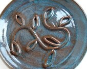 Pottery soap dish: Wheel thrown stoneware in teal and brown