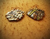 Beautiful statement piece / mixed metalwork earrings / bottle cap rims / silver bronze gun metal colour