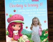 Custom Strawberry Shortcake Birthday Party Invitations - Free Thank You Card - DIY Printable File