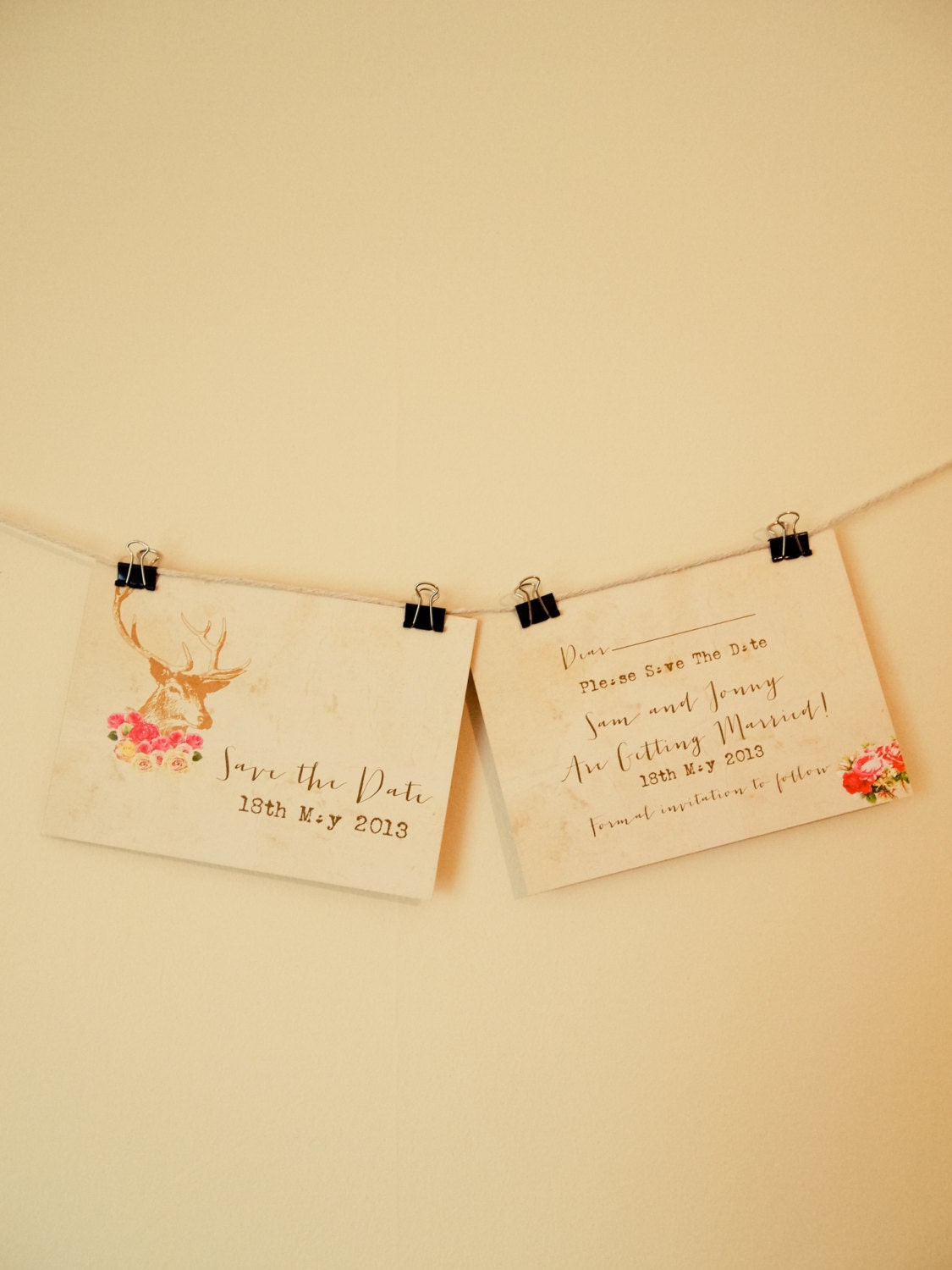 Rustic Vintage Woodland Antlers DIY Printable Wedding Save The Date Il_570xn