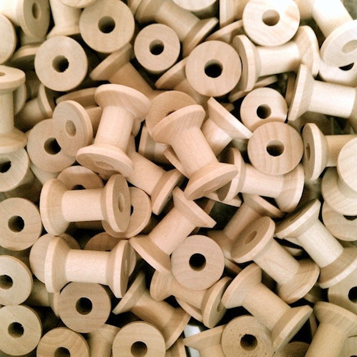 10 Wooden Spools Thread Spools Kids Wood by CharmiosCraftParty