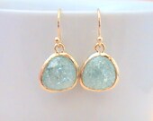 Erinite Gold Earrings, Green Earrings, Aqua Earrings, Teal, Aquamarine, Mint, Bridesmaid Gift, Bridal Earrings by Crystalshadow on etsy