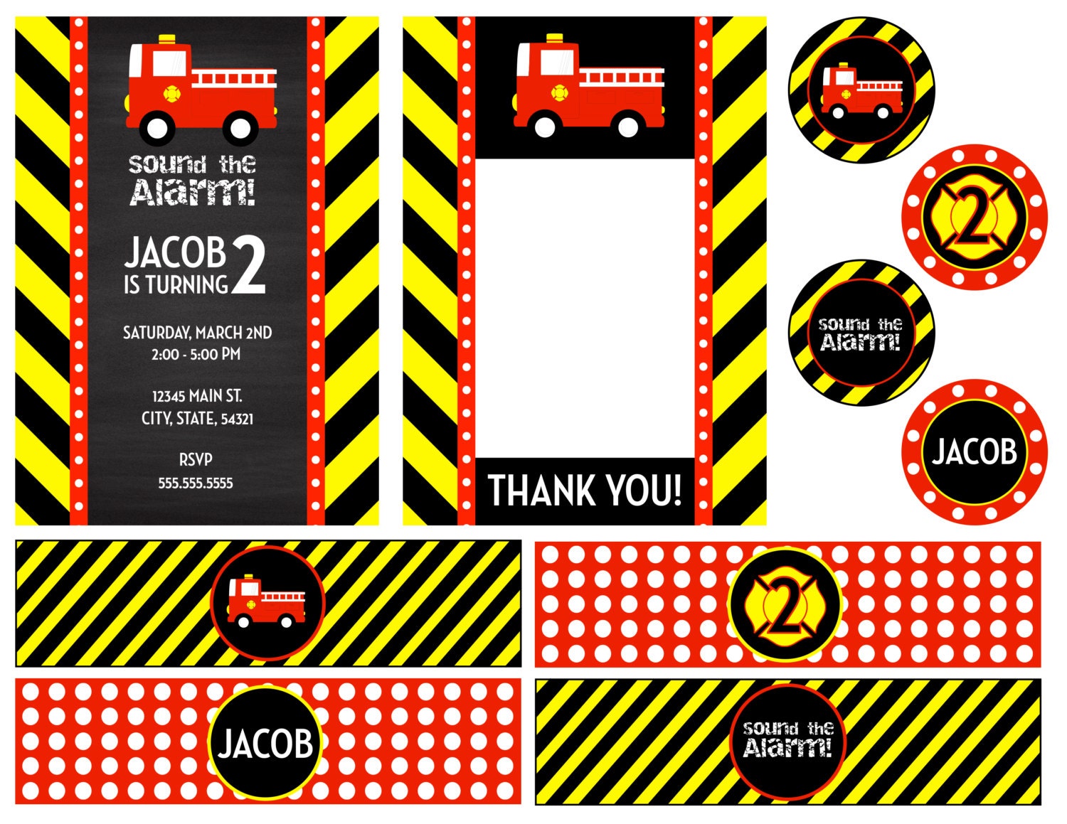 Firetruck Birthday Party Pack - DIY - Printable Il_170x135