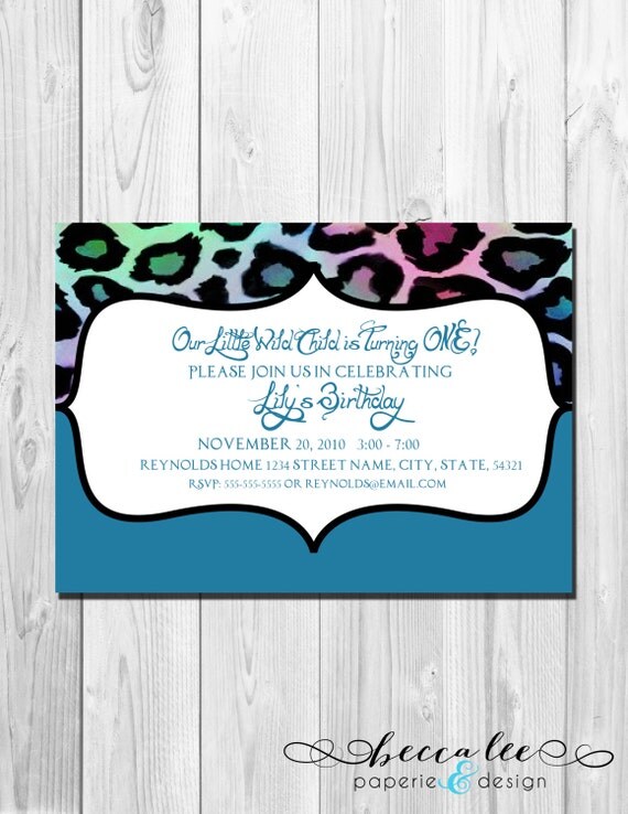 Birthday Party Invitation Wild Child - Animal Print Multi Color - DIY - Printable Il_570xn