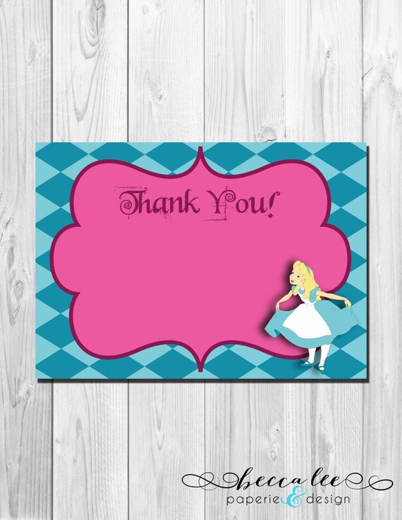 Alice in Wonderland Thank You Note - DIY - Printable Il_570xn