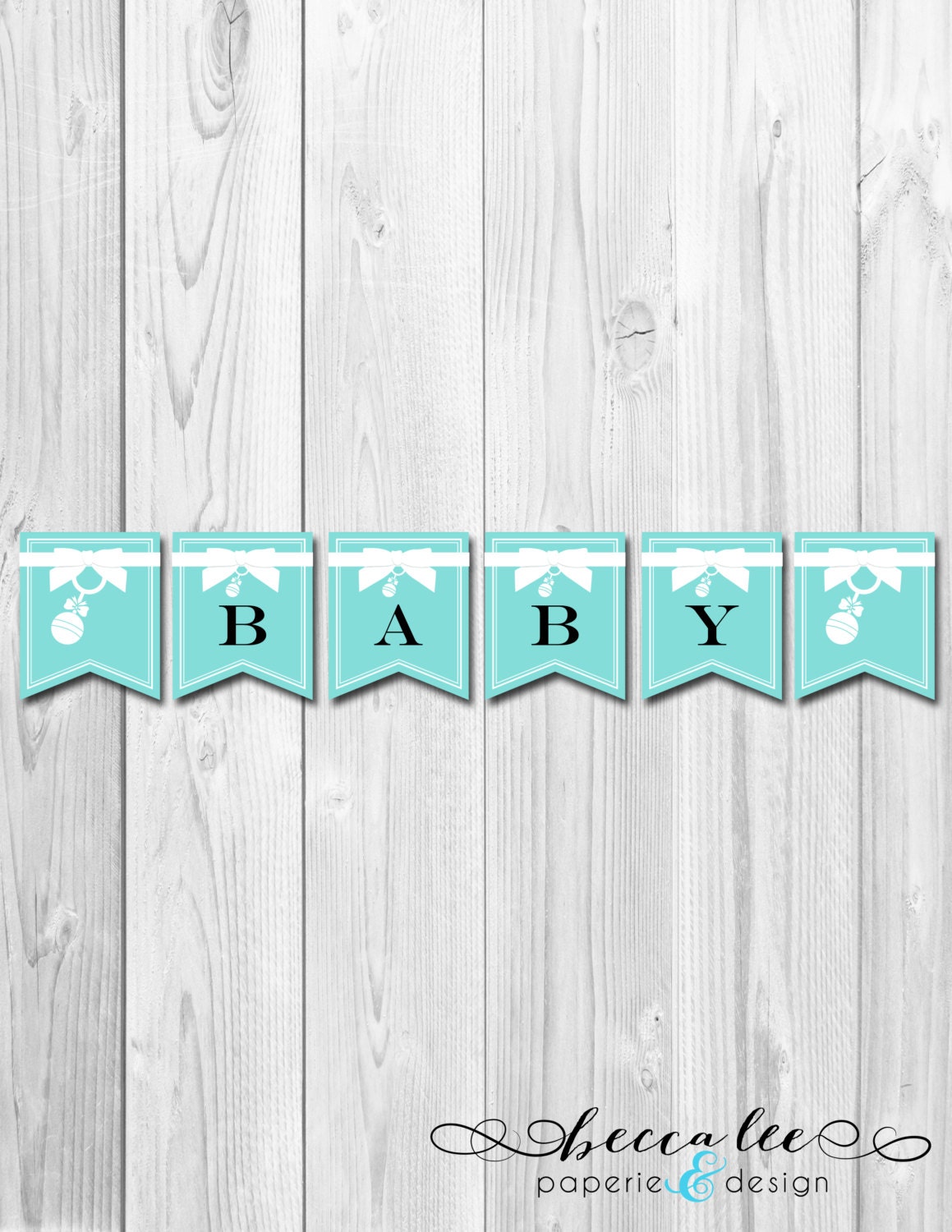 INSTANT DOWNLOAD - Tiffany & Co Theme Baby Shower Banner - DIY - Printable Il_570xn