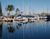 Magic Island Yacht Harbor Waikiki fine art 8"x10" print with 11"x14" double matted in white with black trim
