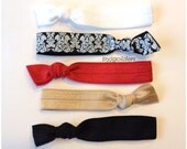 Red Damask Hair Tie Set