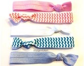 Pink & Turquoise Chevron Hair Tie Set