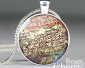 Pennsylvania state map pendant,PA state resin pendant,map necklace,glass pendants,map charm jewelry- M1942CP