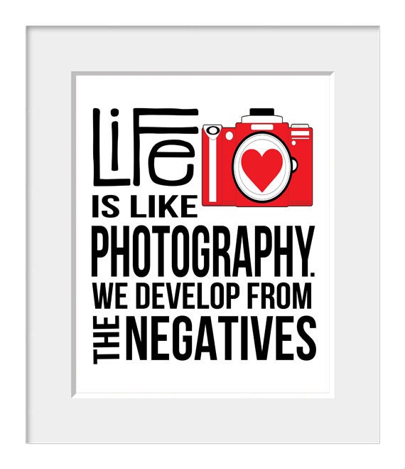 Camera Print, Quote Art, Inspirational Quote, Photography, Home Decor, Red, Black, Retro, Typography Poster