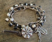 Mermaid Crochet Multi Wrap & Leather Bracelet "Surfer Girl"