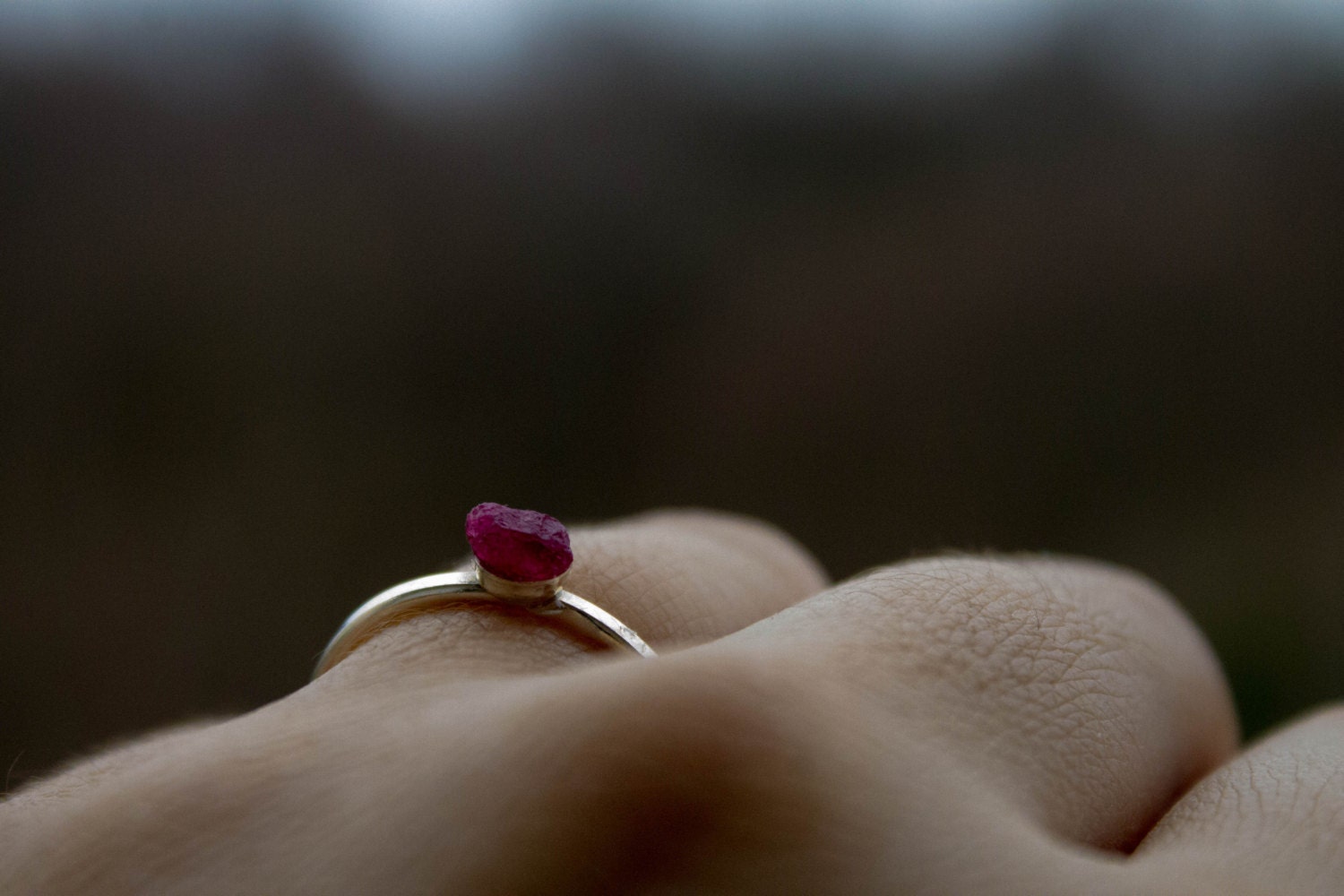 Ruby Sterling silver Ring - Red Fire Engagement Ring
