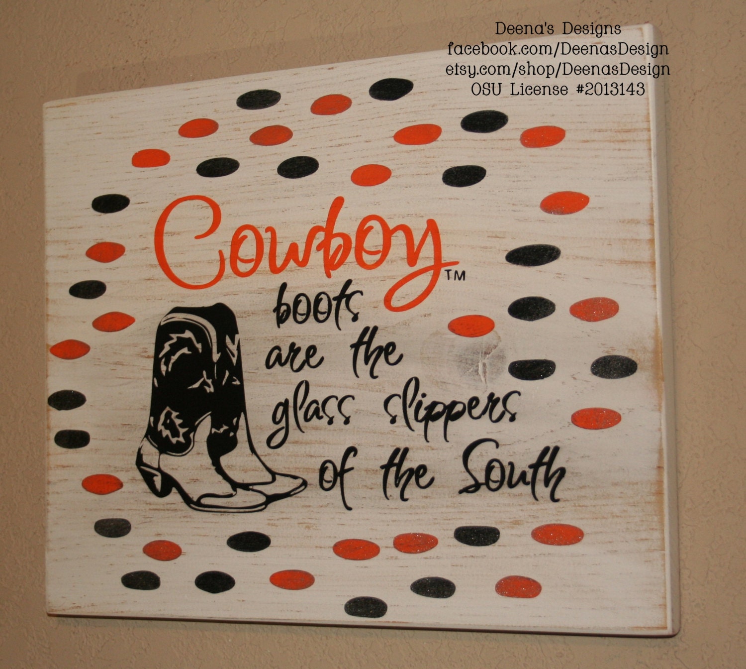 Oklahoma State University Wall Art, OSU Cowboys, Distressed Wood Signs, Wood Signage, Cowboy Boots - Officially Licensed