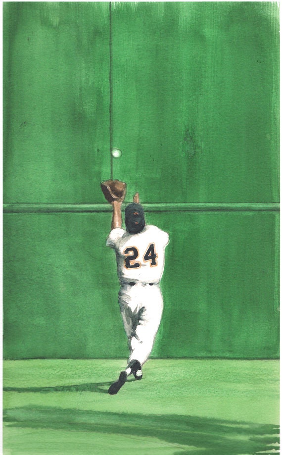 Vintage Baseball Print - 'The Catch' (supports the Sandy Hook School Support Fund)