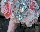 Pink & Champagne Brooch Bridal Bouquet