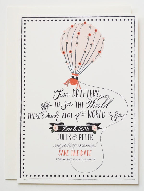 Save the Date Card with matching envelopes set of 25/ Blush and Orange